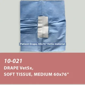 10-021 Drape, Soft Tissue Medium w/4"x8" Adhesive, VetSX 60"x76", Sterile (14/cs)