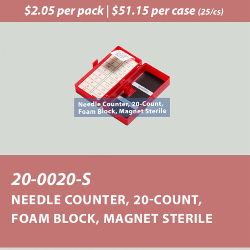 Needle Counter, 20-Count, Foam Block, Magnet Sterile