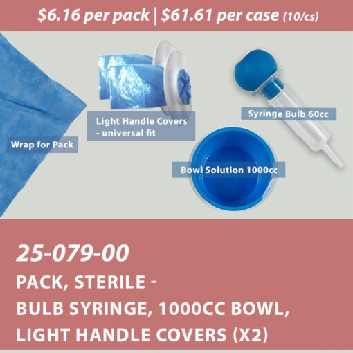 Pack, Sterile - Bulb Syringe, 1000cc Bowl, Light Handle Covers (x2)