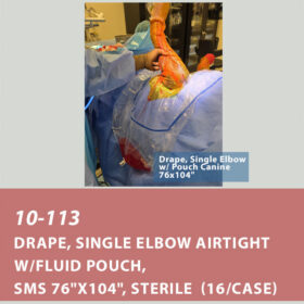 10-113 Drape, Single Elbow Airtight w/Fluid Pouch, SMS 76"x104", Sterile (16/cs)