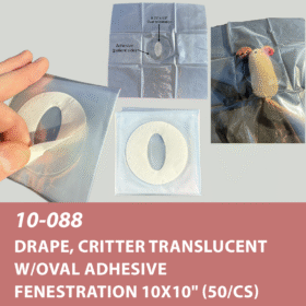 10-088 Drape, Critter Translucent w/Oval Adhesive Fenestration 10x10" (50/cs)